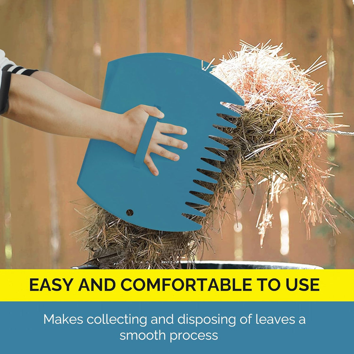 GardenHOME Leaf Scoops Hand Rakes, Large Leaf Grabbers for Yard Work and Garden Use, Clear and