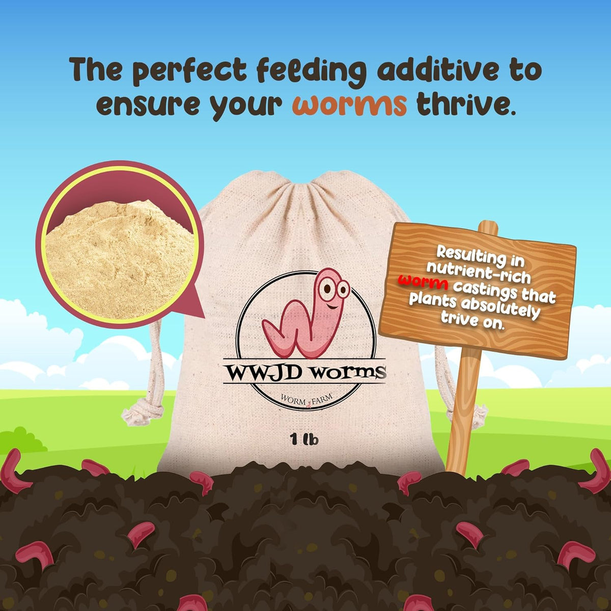 Food for Worms - Mineral-Rich Earthworm Chow, Boosts Composting Efficiency and Promotes Healthy