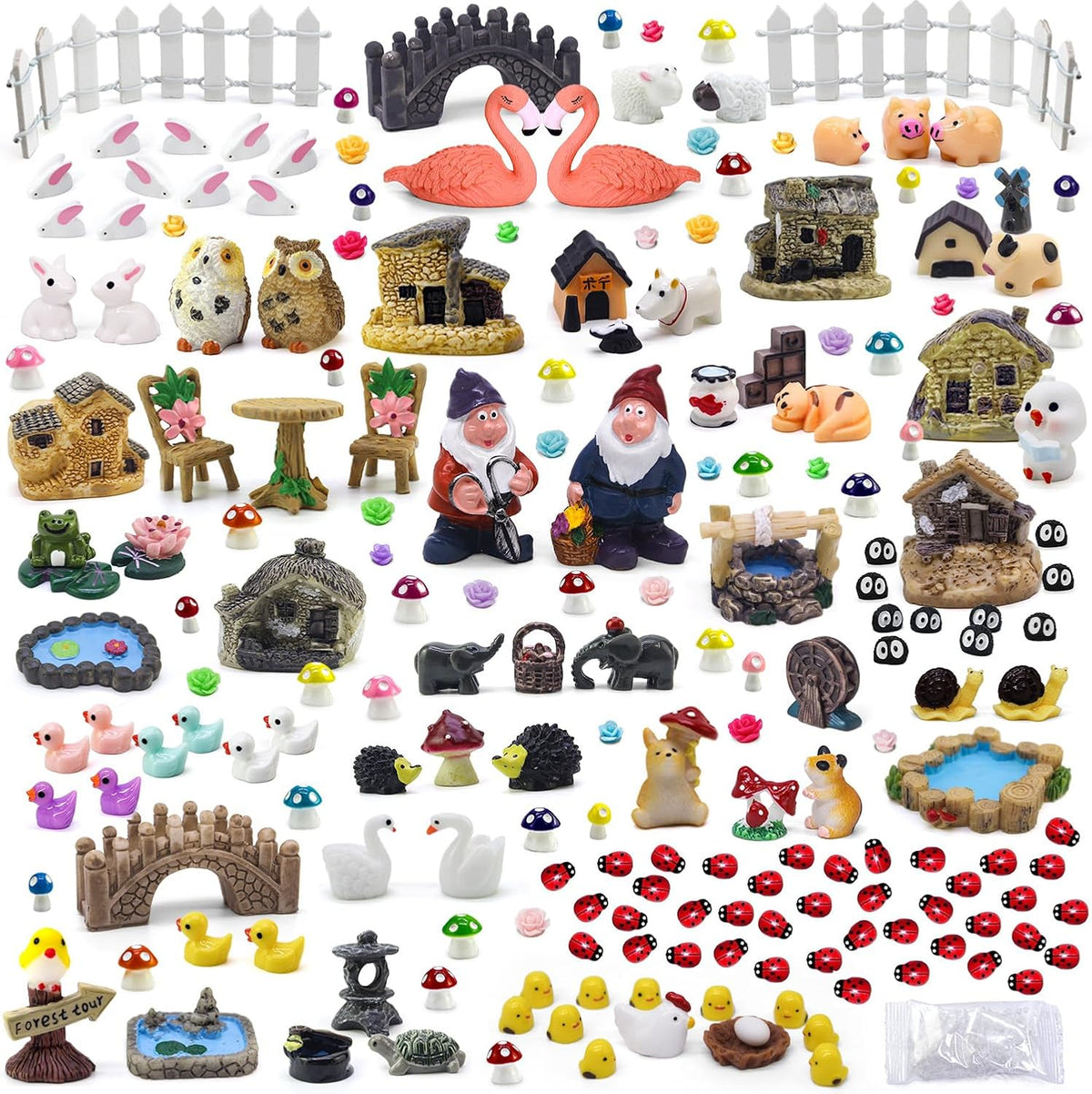 Tardigrade 200 Pieces Fairy Garden Accessories, Fairy Garden Kit, Fairy Tiny House, Miniature Gnome