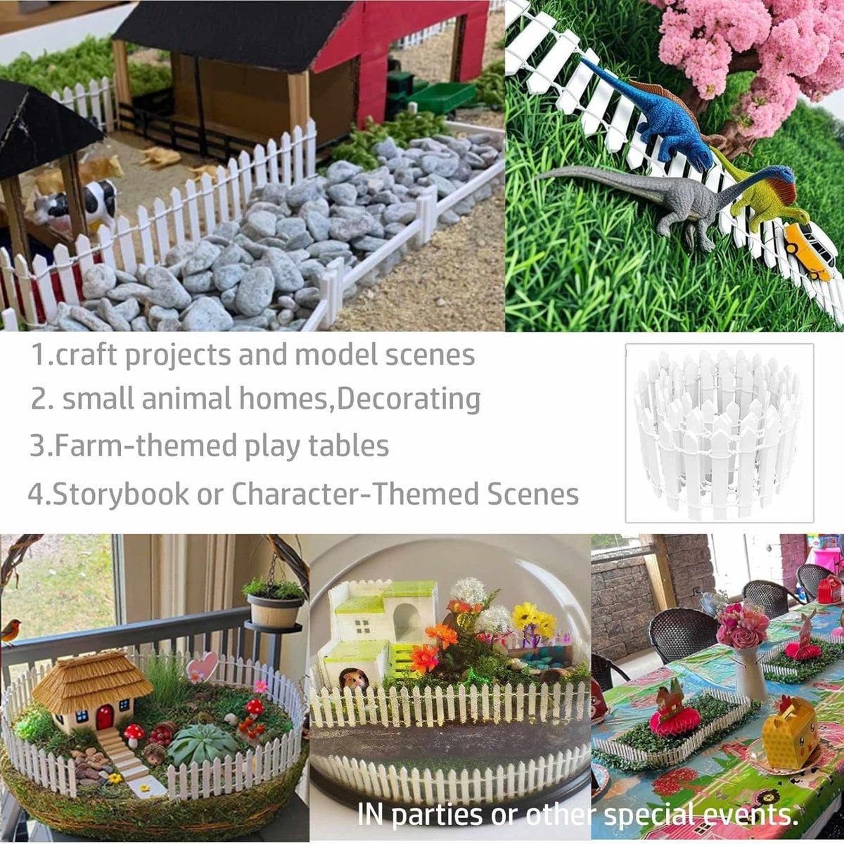Miniature Fairy Garden Fence 35 Inches,Fairy Garden Accessories Outdoor Wood Picket Fence,DIY