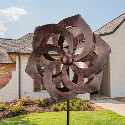 WONDER GARDEN Wind Spinner - Wind Spinners Outdoor, Outdoor Metal Windmills, 4.4 Ft Retro Brown