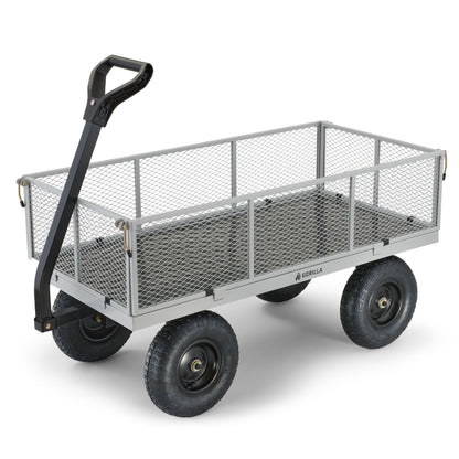 Gorilla Carts GOR1001-COM Steel Utility Cart, Heavy-Duty Convertible 2-in-1 Handle and Removable
