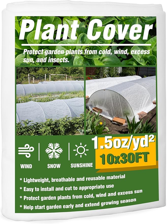 Gardzen 1.5 oz Plant Covers Freeze Protection, Reusable 10ft x 30ft Floating Row Covers, Thicker