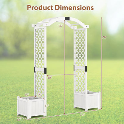 Giantex Garden Arbor with Planter Boxes, Wooden Arch with Trellis and Raised Garden Bed for
