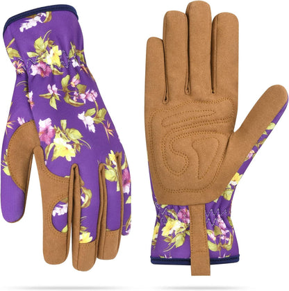 Womens Gardening Weeding Working Gloves, Leather Garden Glove for Women Thorn Proof No Stab for