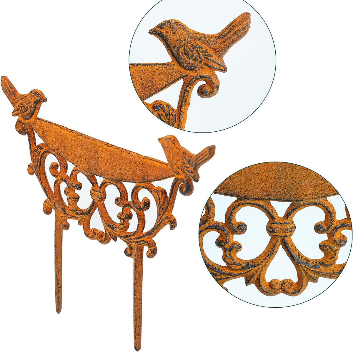 Sungmor Decorative Cast Iron Garden Edging Border, 4 Pack Rustic Brown Landscape Edging Low Picket
