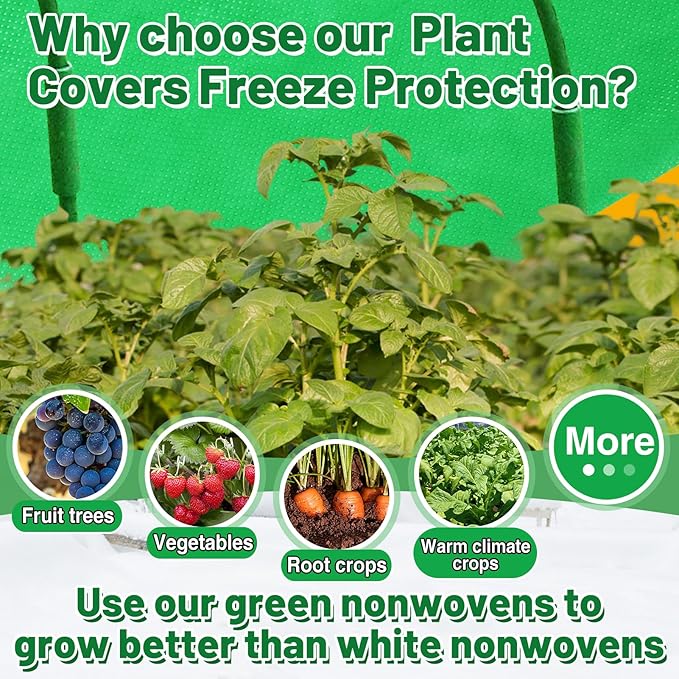 Alphatool 2.0oz/yd² Plant Covers Freeze Protection - 10 x 20 ft Easy of Use Green Winter Plant
