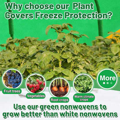 Alphatool 2.0oz/yd² Plant Covers Freeze Protection - 10 x 20 ft Easy of Use Green Winter Plant