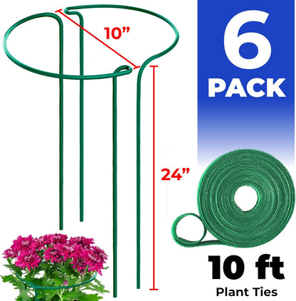 K-Brands Tall Plant Support Stakes – 10"W x 24"H Half Round Peony Cages and Supports for Indoor and