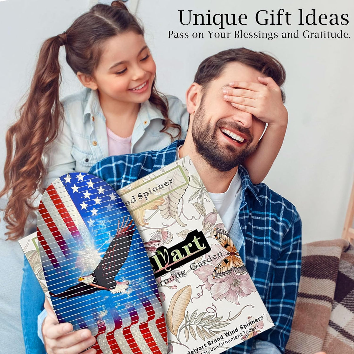 Wind Spinners Outdoor Creates a Soaring Eagle Effect, 3D American Flag Eagle Wind Spinner Hanging