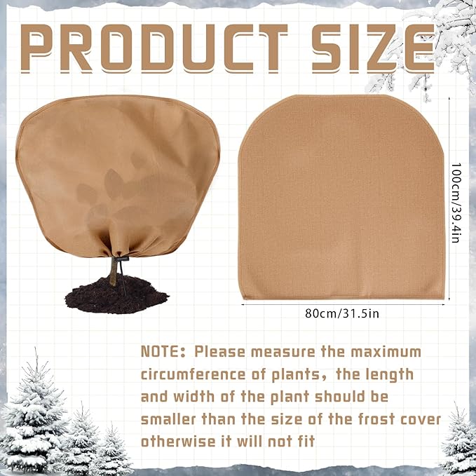 6 Pcs Winter Plant Covers Freeze Protection Reusable Plant Protector Bag with Drawstring Warm