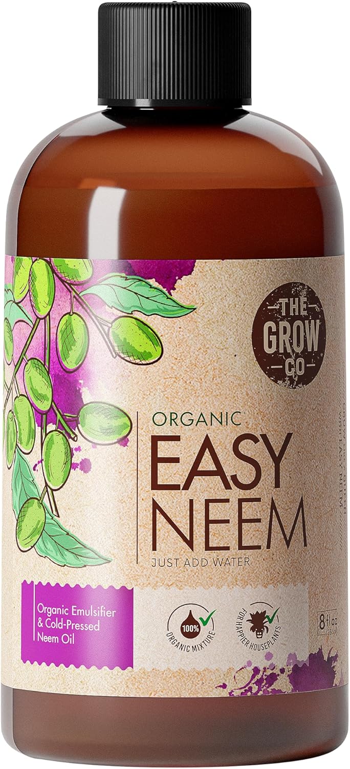 8oz Organic Neem Oil for Plants - Cold Pressed Neem Oil Concentrate for Plants, Water Soluble and