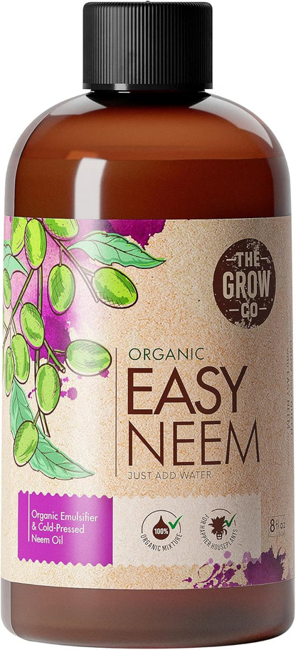 8oz Organic Neem Oil for Plants - Cold Pressed Neem Oil Concentrate for Plants, Water Soluble and