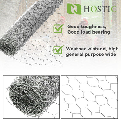 HOSTIC 4FTx150FT Chicken Wire Netting 2IN Mesh Galvanized Wire Hexagonal Fencing for Poultry Garden