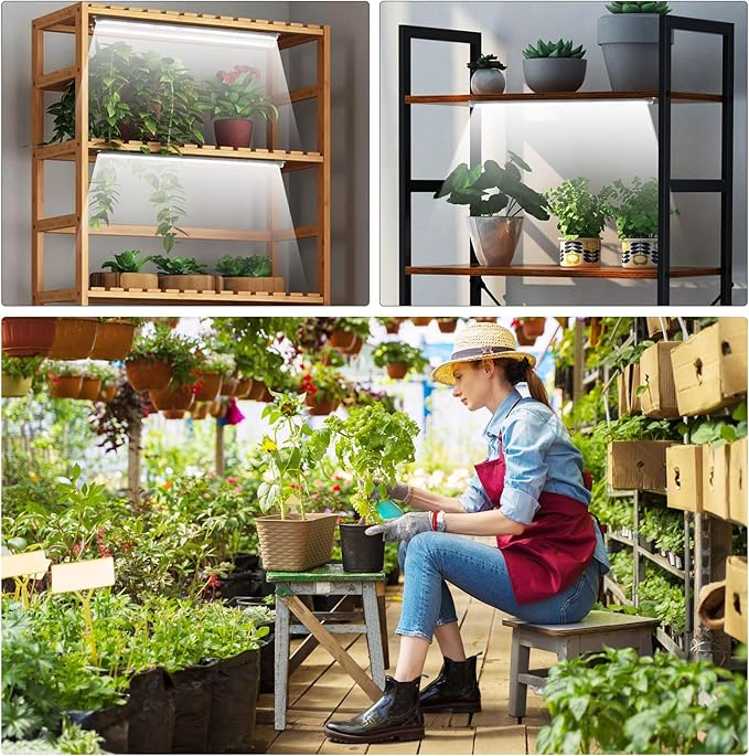 6 Bars Grow Light Strips for Indoor Plants with Auto ON/Off Timer 6/12/18H, 5 Dimmable Levels for