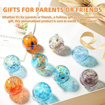 VOREEN 6pcs Hand-Blown Glass Ornaments Balls Glass Christmas Ball Hanging Gazing Ball Friendship