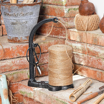 Sungmor Cast Iron Garden Twine Holder Set - 1300ft. Natural Jute Twine String & Rope Rack &