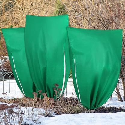 10 Pieces Plant Covers Freeze Protection Winter Plant Frost Cover with Drawstring and Zipper Large