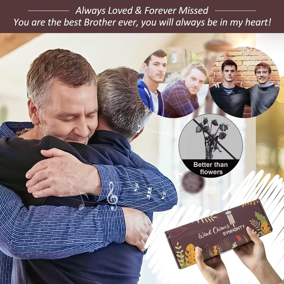 Memorial Gifts for Loss of Brother, 25''Memorial Wind Chimes, Bereavement, Condolence, Remembrance