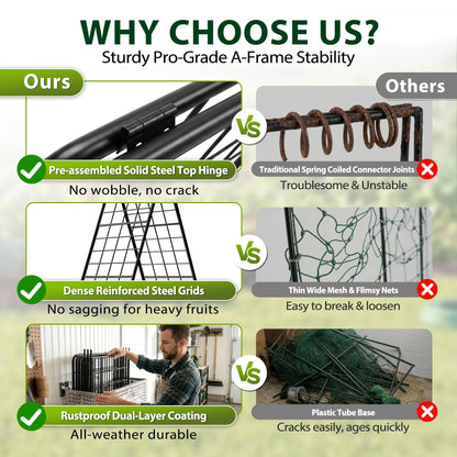 Heavy Duty 2 Pack 50"x17" Adjustable A-Frame Trellis for Climbing Plants Outdoor, Metal Rust-Proof