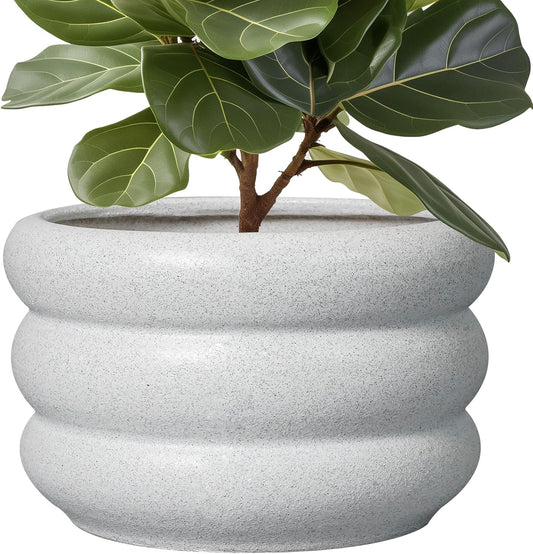 SQOWL Ceramic Planter Pot 13.5 Inch - Plant Pot Indoor with Drainage Hole Large Flower Pot Outdoor
