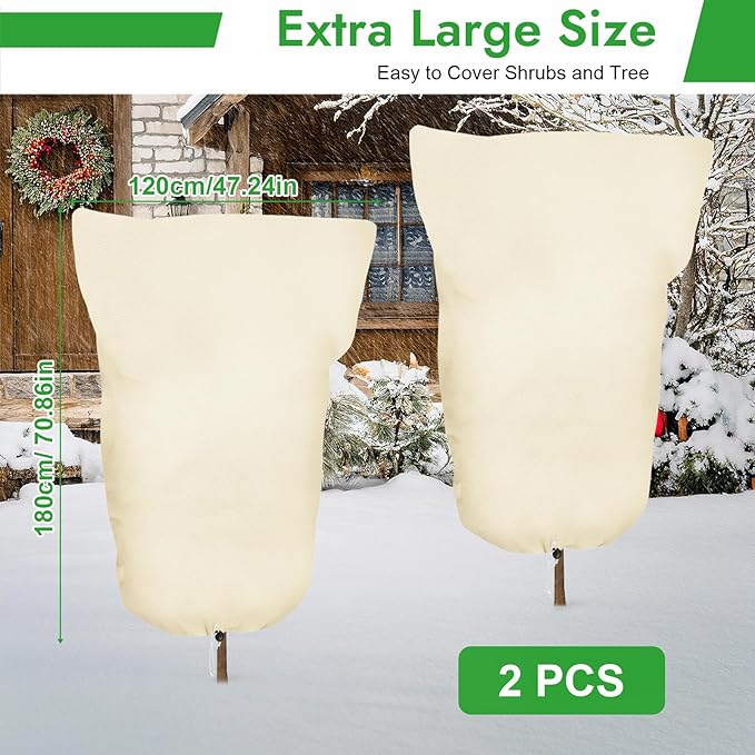 2 Pack Plant Covers Freeze Protection, 47" X 71" Large Frost Cloth Plant Freeze Protection, Frost