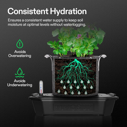 VIVOSUN 4-Pack FlexFeed Self-Watering Pots, Auto Irrigation Fabric Pot Base with Water Meter &