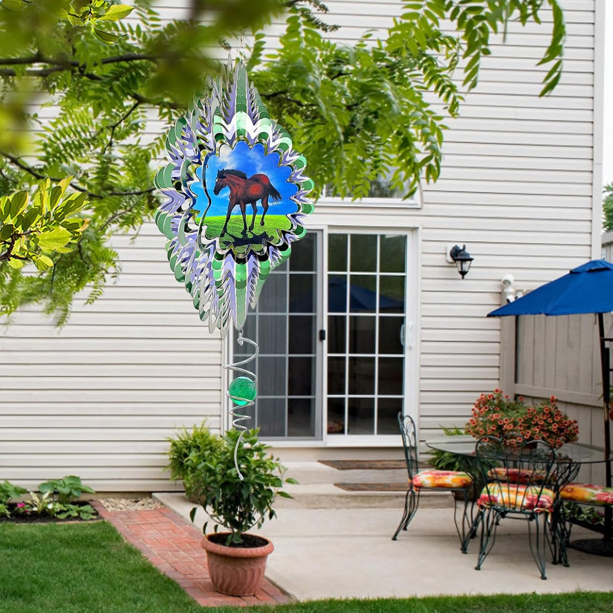 Animated Horse Wind Spinner | 3D Kinetic Hanging Wind Spinners & Sculptures, Garden Decoration Yard
