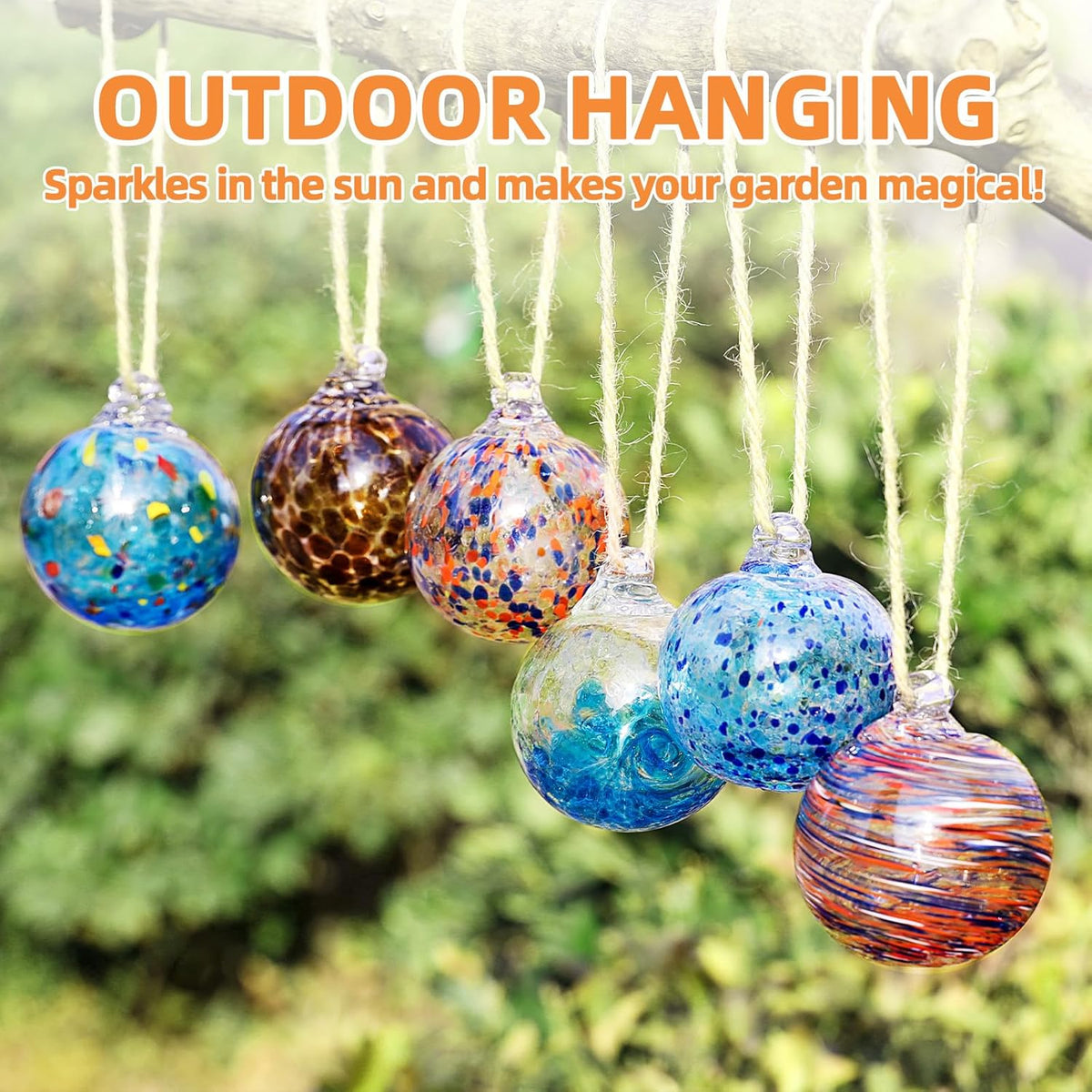 VOREEN Set 6 Hand-Blown Glass Ornaments Balls Witches Ball Hanging Glass Gazing Ball Friendship