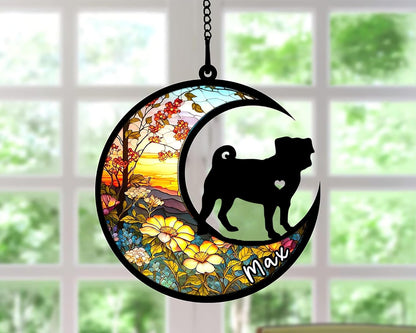 Personalized Dog Memorial, Custom Name Pug Dog Christmas Ornament with Name, Custom Breeds, Pet