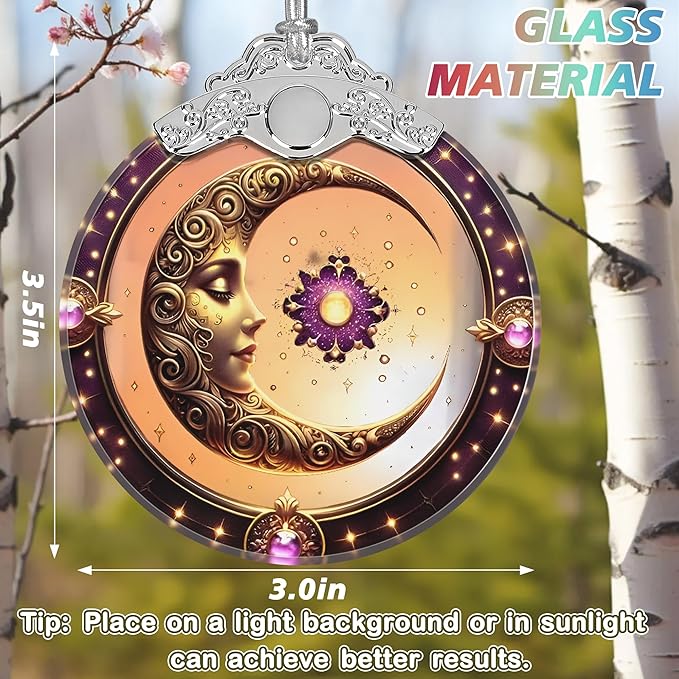 Sun and Moon Stained Glass Orament - Christmas Ornament - Christmas Decorations for Tree - Holiday
