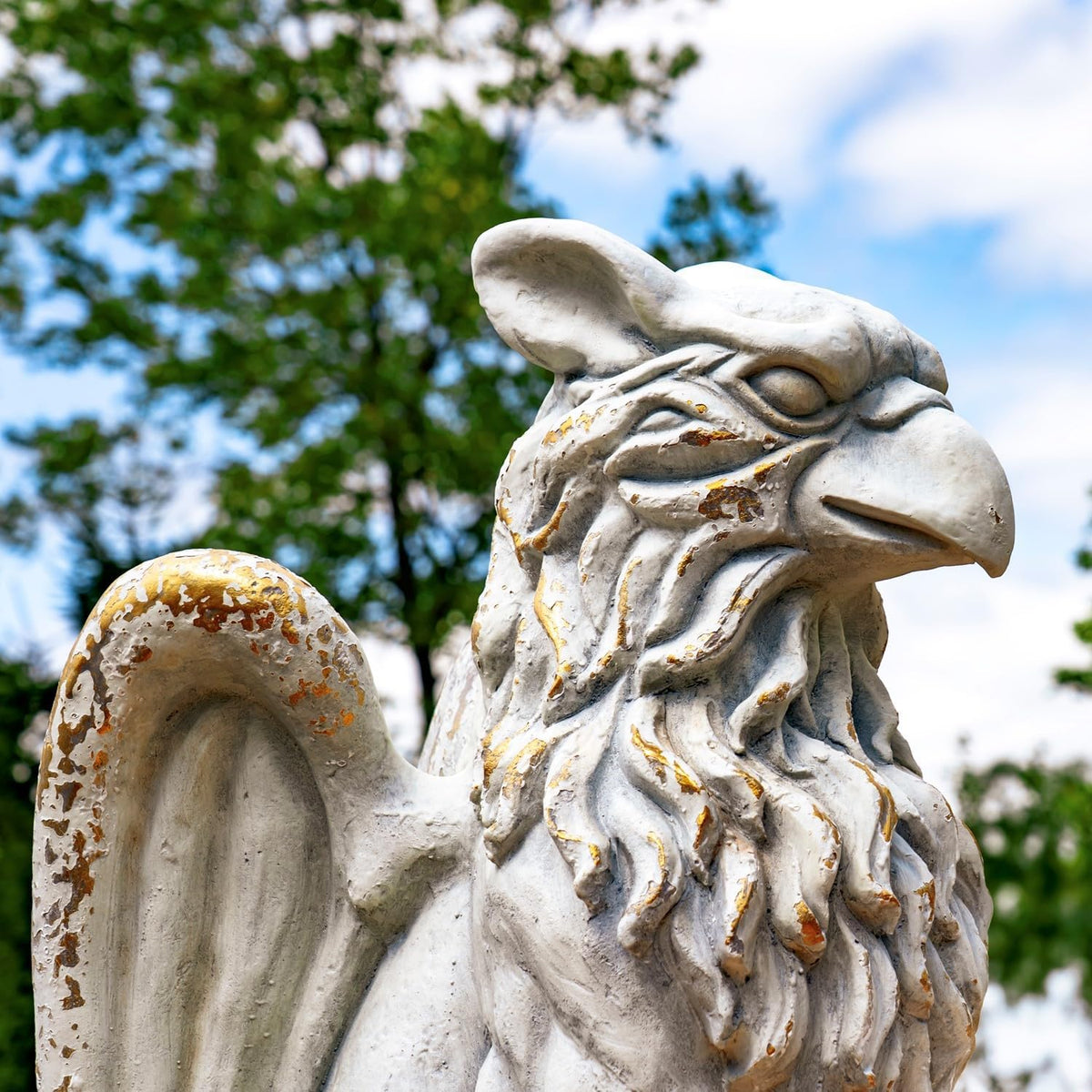 Zaer Ltd. Set of 2 Garden Griffin Statues, Magnesium-Cement Sculptures, 28.3" H Outdoor Entrance