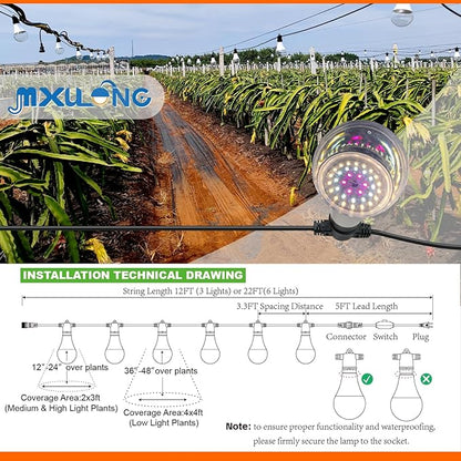 Grow Light Bulbs LED Growth Bulb A25 Full Spectrum String Plant Light Houseplant Growting Lamp