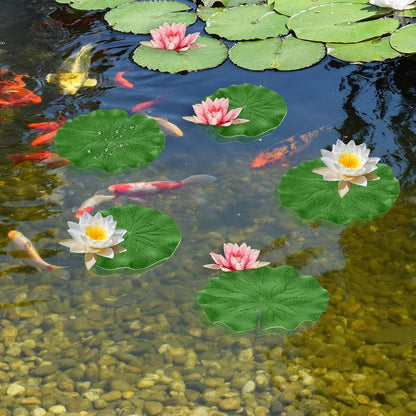 6Pcs Fake Lily Pads, 3 Sizes Floating Artificial Lily Pads Decorations, Realistic Pond Plants Decor