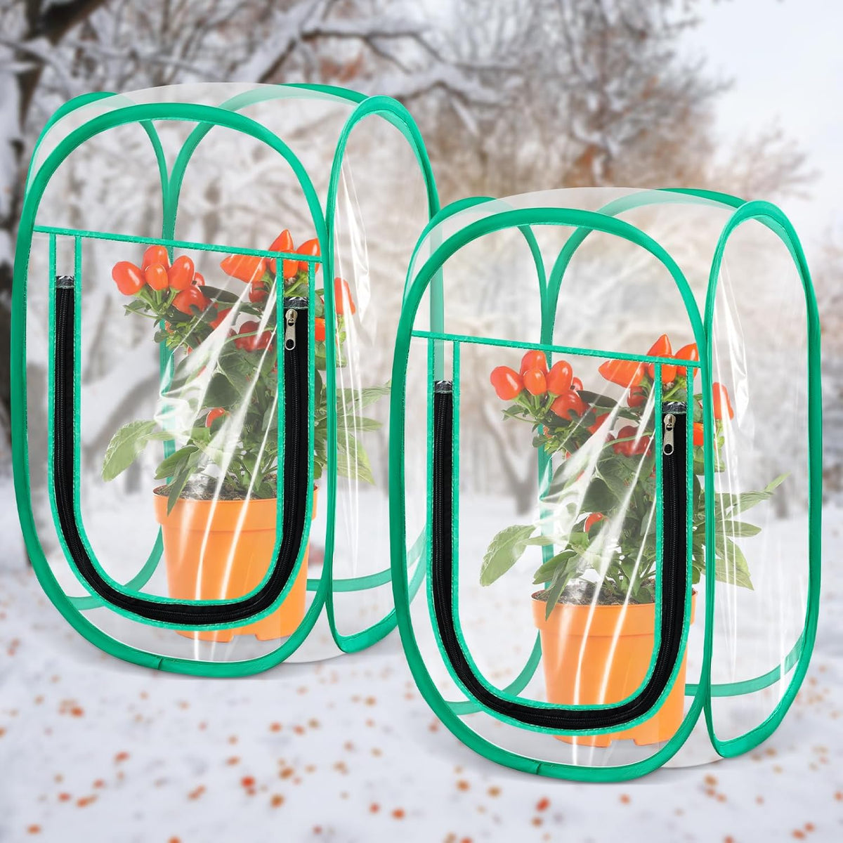 Nuanchu Pop up Mini Greenhouse Cover, PVC Clear Small Greenhouse with Nails 12" x 12" x 20" Inch