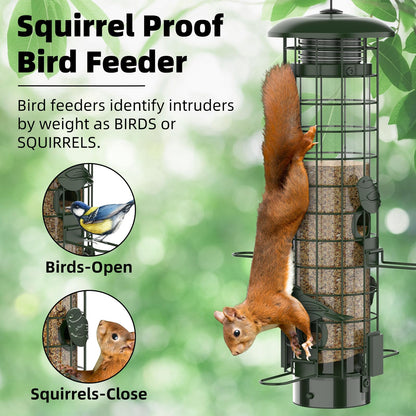 Squirrel Proof Bird Feeder,Metal Mesh Bird Feeders for Outdoors Hanging,Gravity Protection Squirrel