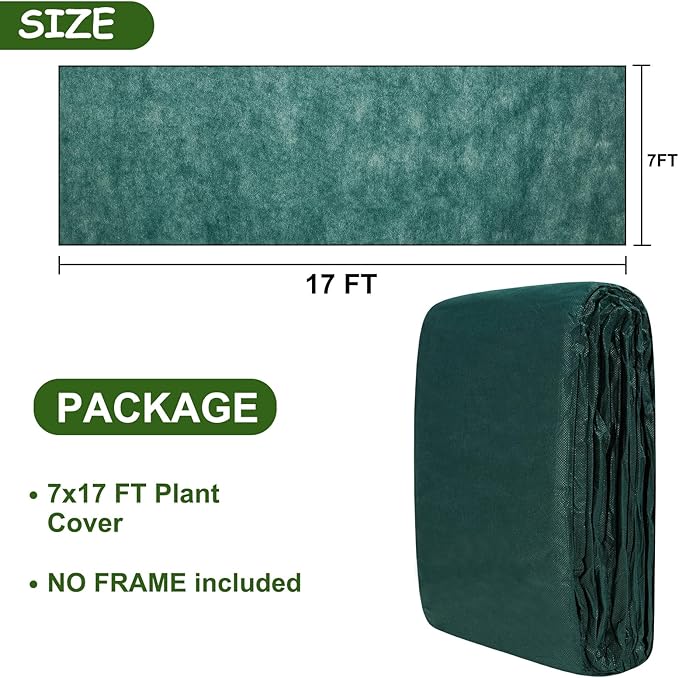 Plant Covers Freeze Protection 6.5x16.4 FT 1.2oz/yd² Green Frost Cloth Blankets for Outdoor Plants