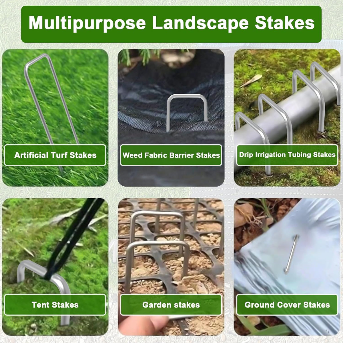 AAGUT Garden Stakes Pins, Landscape Staples 250 Pack 6 Inch 11-Gauge Galvanized Lawn Stake for Dog