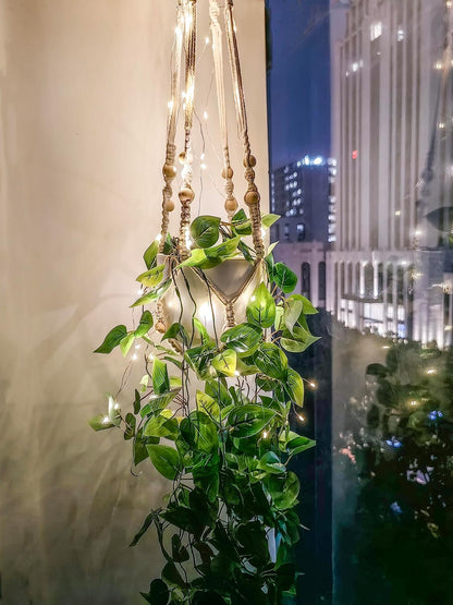Fake Hanging Plants with Lights Artificial Plants for Home Decor Macrame Plant Hanger with Fake