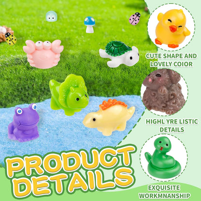 200 Pcs Mini Resin Animals Colorful Mini Animals Figures in Bulk Miniature Little Small Animals