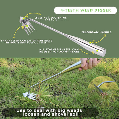 Weed Puller Tool, Stainless Steel Gardening Hand Weeder Tools, Weeding Artifact Uprooting Weeding