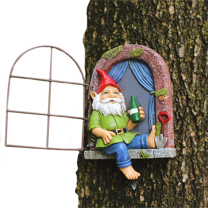 Gnome Tree Hugger, Funny Garden Gnome Resin Statue, Outdoor Ornaments Decor, Whimsical Tree