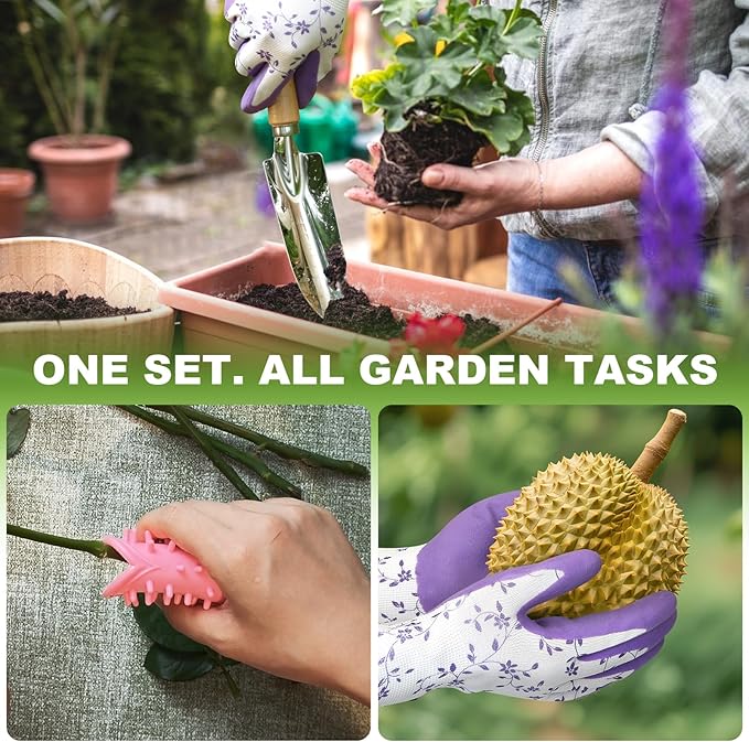 Gardening Tools Set, 11-Piece Heavy Duty Garden Tools Including Garden Gloves,Anti Rust Gardening