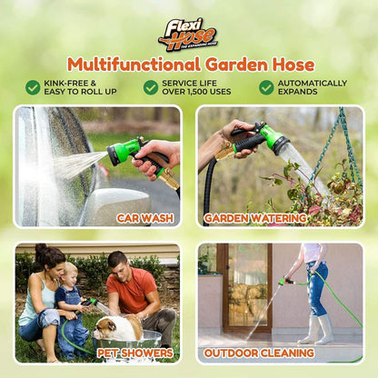 Flexi Hose PLUS with 8 Function Nozzle Expandable Garden Hose, Lightweight & No-Kink Flexible