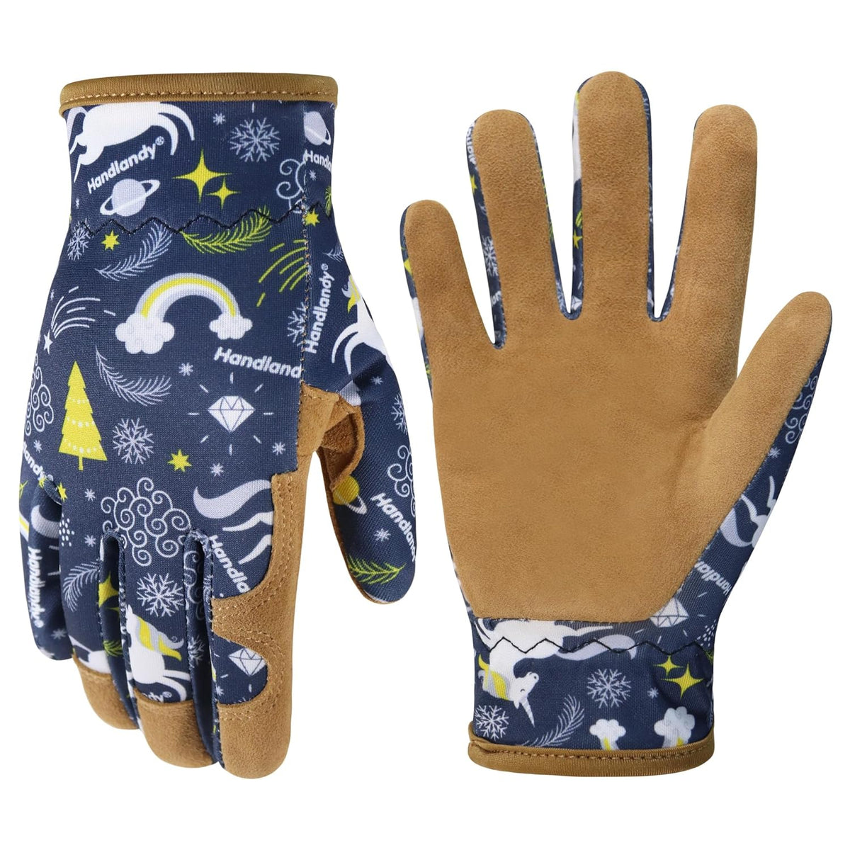 HANDLANDY Kids Genuine Leather Gardening Gloves for ages 3-11, Children Toddler Work Outdoor