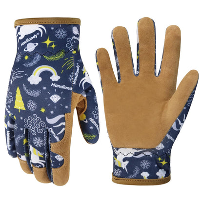 HANDLANDY Kids Genuine Leather Gardening Gloves for ages 3-11, Children Toddler Work Outdoor