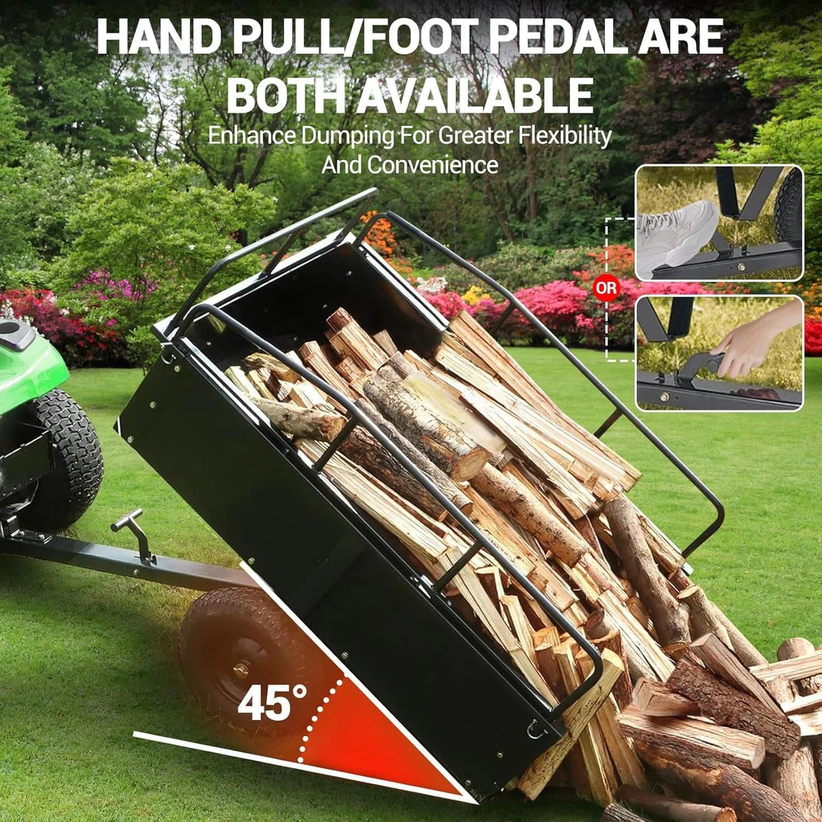Garvee Garden Utility Trailer, 17 Cu. Ft & 750 LBS Capacity, ATV UTV Hauling Trailer, Tow Behind