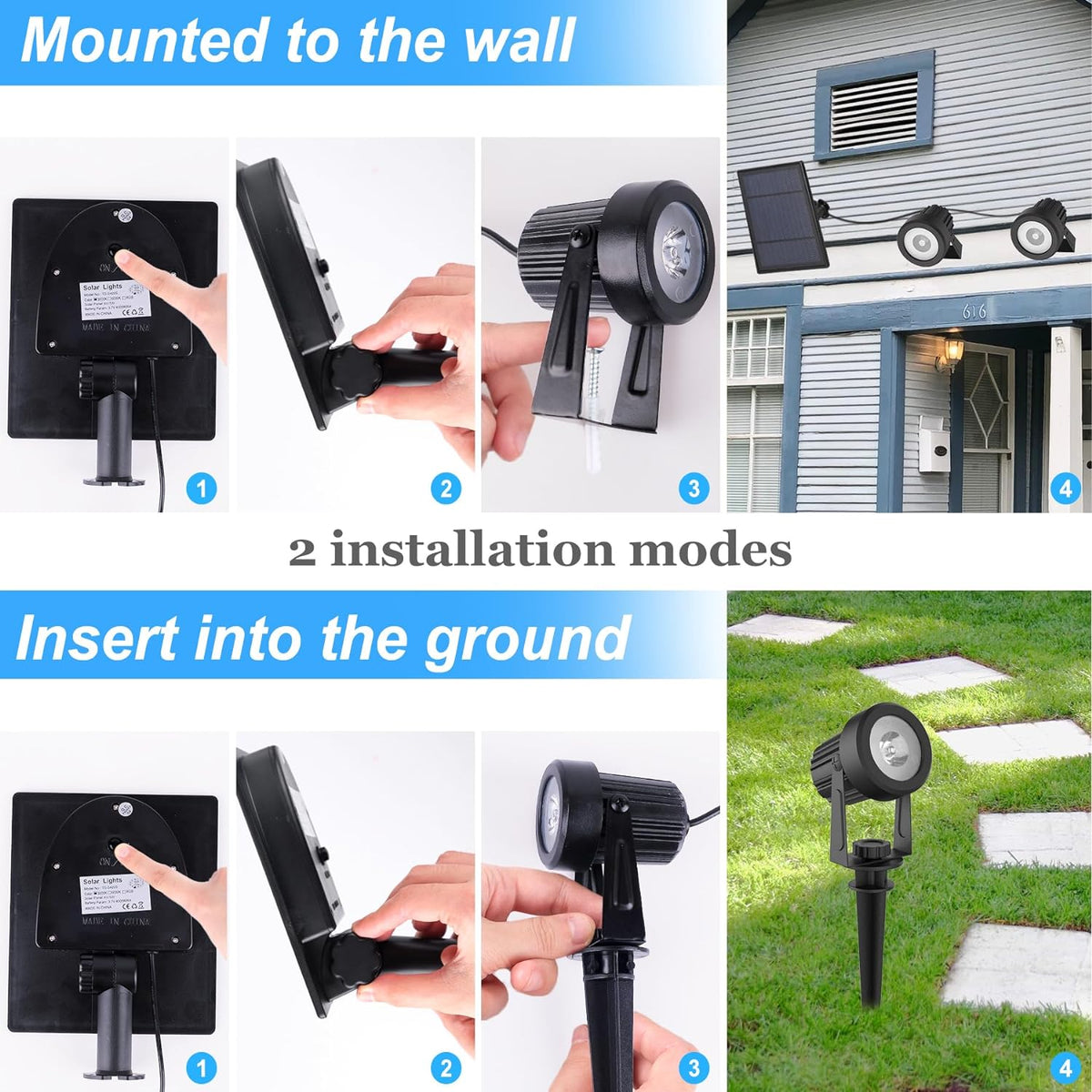 Halloween Solar Spot Lights Outdoor, Solar Color Changing RGB Landscape Lighting Waterproof Auto