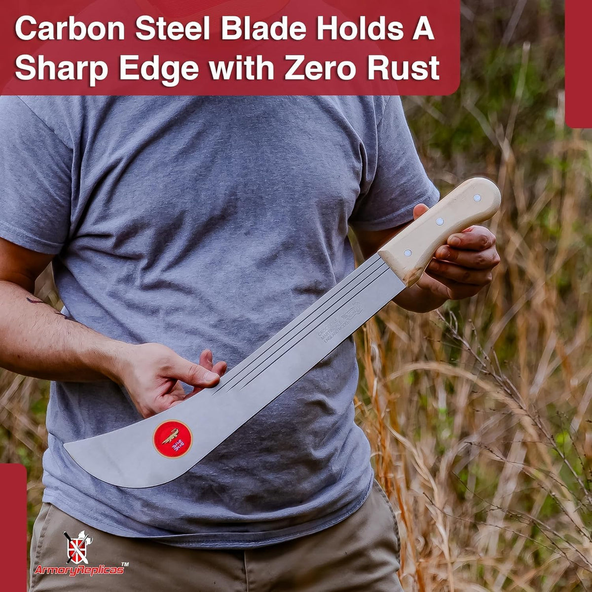 Armory Replicas Full Tang Machete Knife - Multipurpose Outdoor Camping Tool