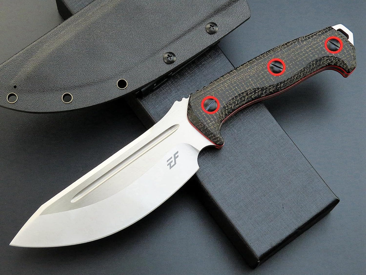 Eafengrow EF137 Fixed Blade Knife, N690 Steel Blade,Micarta Handle Full Tang EDC Fixed Knifes for